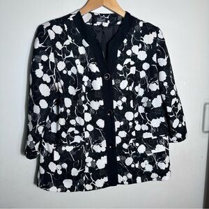 Vintage style Black & White Floral Button Jacket